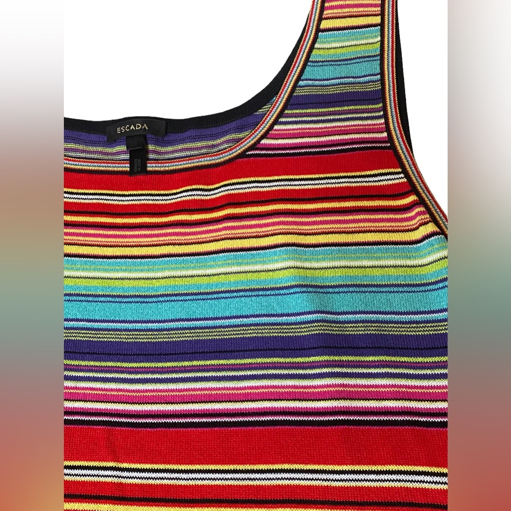 Escada striped multicolor sleeveless cotton rayon Y2K tank top size 38 medium - Picture 3 of 5
